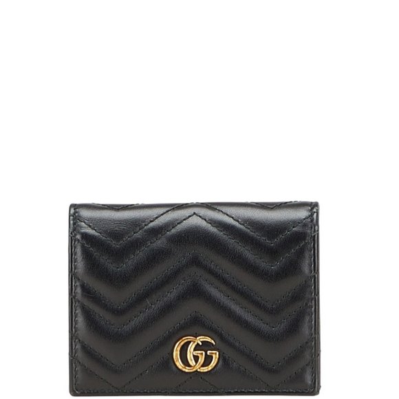 Gucci GG Marmont Compact Bifold Wallet 466492 Black Leather Women's GUCCI - Picture 1 of 11